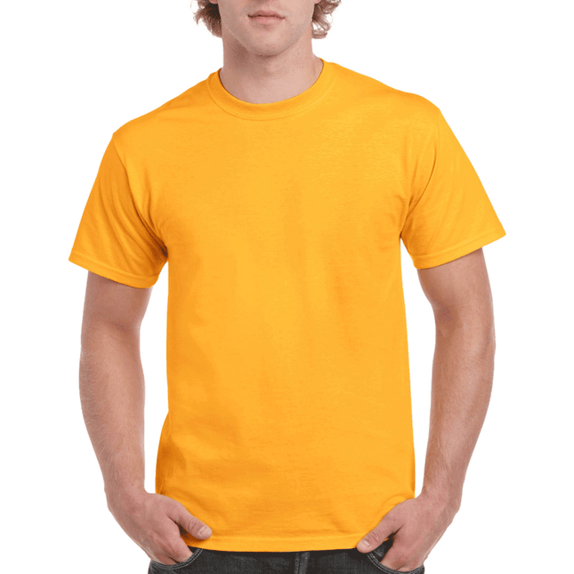 2000 Men's Adult Ultra Cotton Short Sleeve T-Shirt by Gildan. Shown in Gold, sold by RQC Supply Canada.