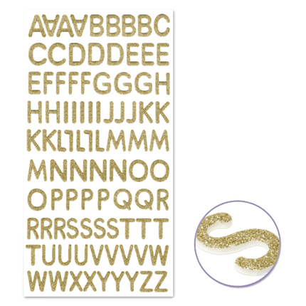 Gold Foam Raised Glitter Scrapbooking Letters sold by RQC Supply Canada an arts and craft store located in Woodstock, Ontario