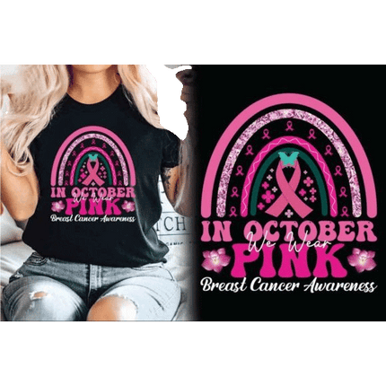 In October we wear Pink breast cancer awareness tshirts sold by RQC Supply aka DTF Transfers Woodstock, a print show located in Woodstock, Ontario