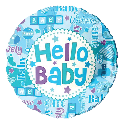 Hello Baby Boy Themed Baby Shower Balloons sold by RQC Supply Canada an arts and craft store located in Woodstock, Ontario