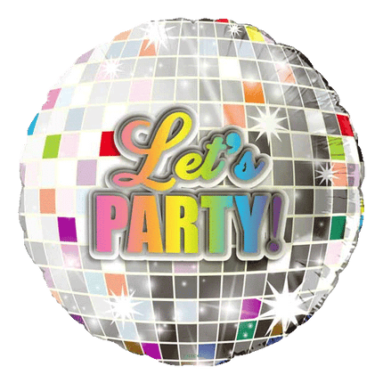 18" Let's Party Disco Ball Foil Mylar Balloon