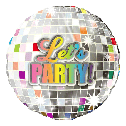 18" Let's Party Disco Ball Foil Mylar Balloon