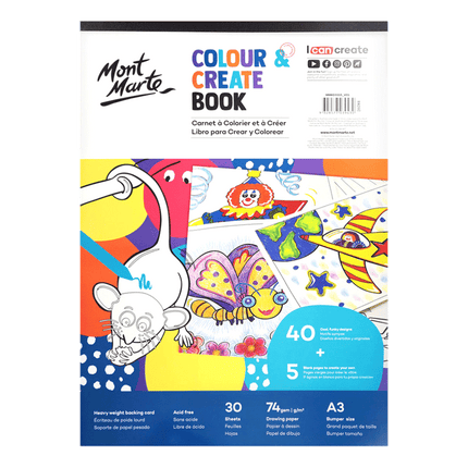 Colour and Create Book made by Mont Marte sold by RQC Supply Canada an arts and craft store located in Woodstock, Ontario