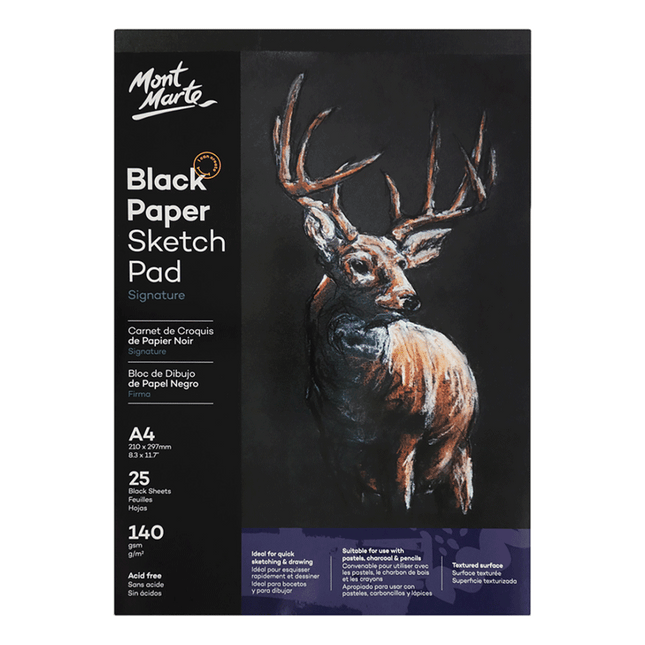 Mont Marte Black Sketch Paper Pad sold by RQC Supply Canada your art supply store located in Woodstock, Ontario