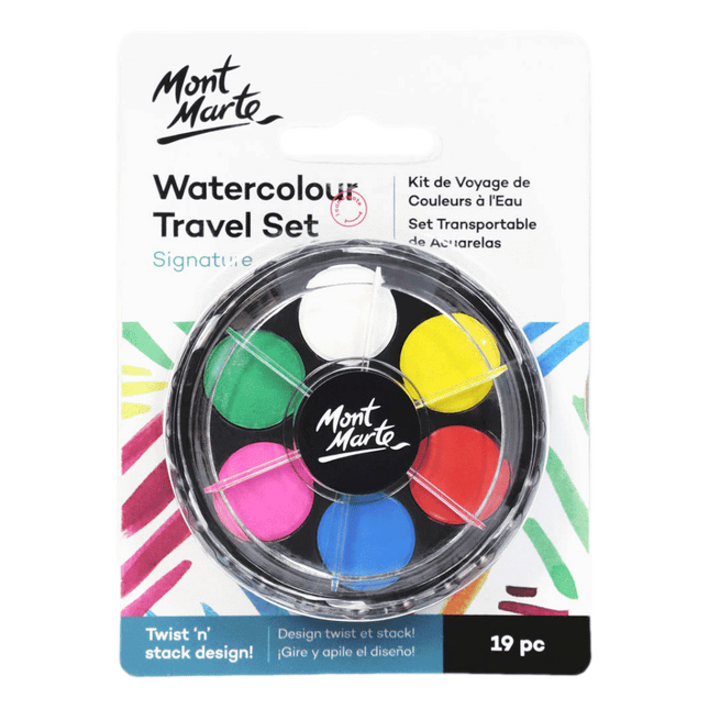 Mont Marte Watercolour Travel Set sold by RQC Supply Canada an arts and craft store located in Woodstock, Ontario