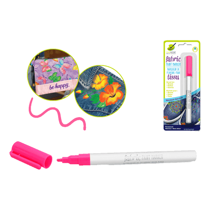  Permanent Fabric Markers sold by RQC Supply Canada an arts and craft store located in Woodstock, Ontario showing Neon Pink Colour
