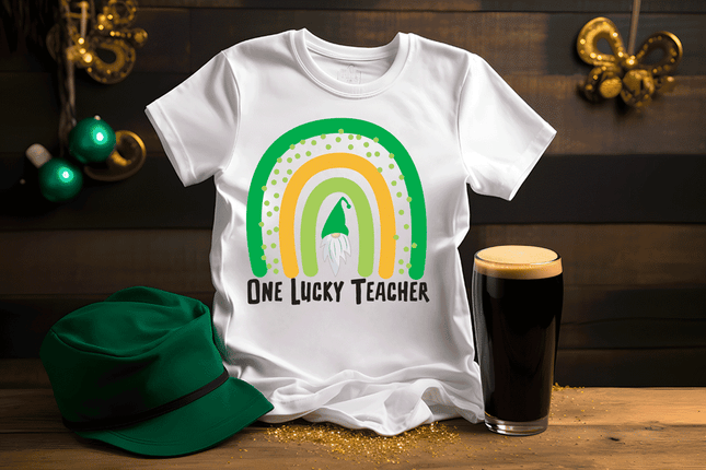 One Lucky Teacher St Patty's Day DTF Transfer sold by RQC Supply Canada an arts and craft store located in Woodstock, Ontario