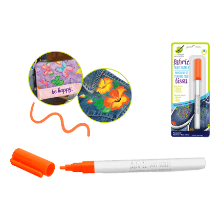  Permanent Fabric Markers sold by RQC Supply Canada an arts and craft store located in Woodstock, Ontario showing Neon Orange Colour