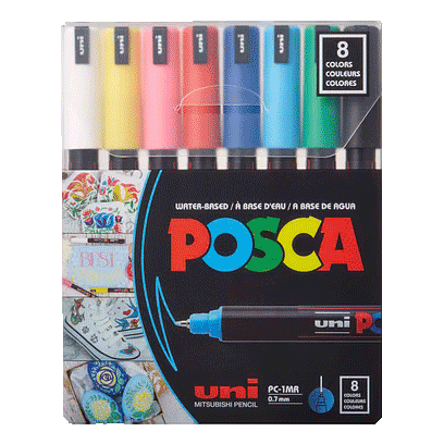 Paint Marker Set, PC-1M Extra Fine Bullet - Basic (8 Colours)