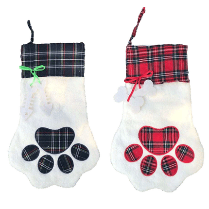 Paw Print Dog & Cat Christmas Stockings sold by RQC Supply Canada a craft store and much more located in Woodstock, Ontario