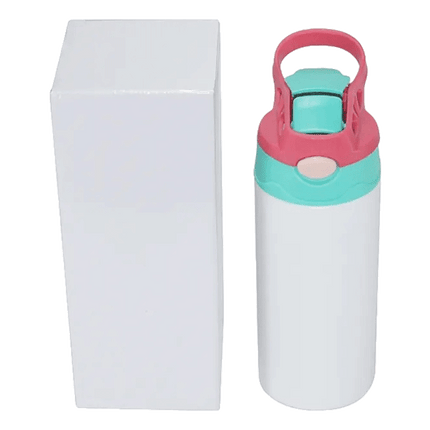 Kids Flip Spout Water Bottle sold by RQC Supply Canada showing Pink Teal Combination, come visit us at our Woodstock Location today