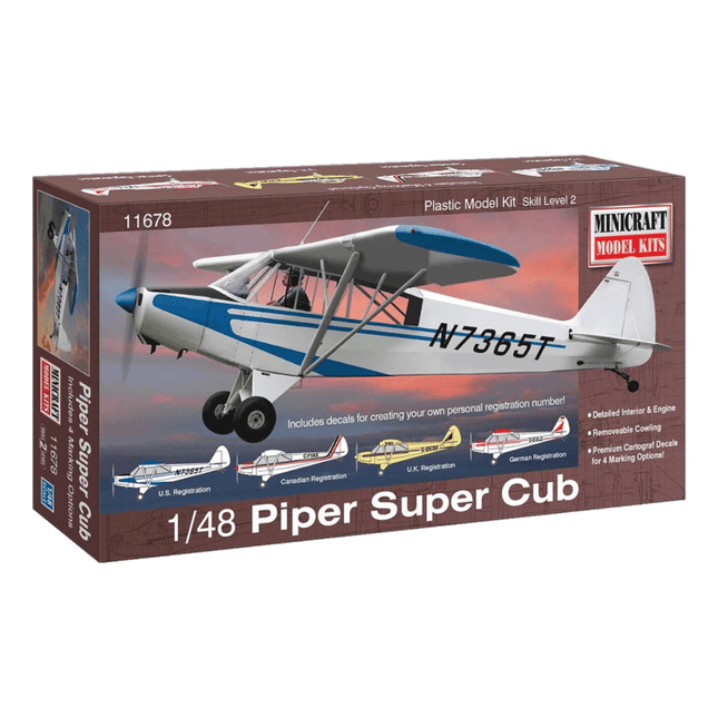 Piper Super Club Model Plane, 1/48 Scale, White and Blue, Minicraft, 11678, RQC Supply, Woodstock, Ontario
