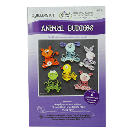 Animal Buddies Quilling Kit sold by RQC Supply Canada located in Woodstock, Ontario showing animal buddies theme