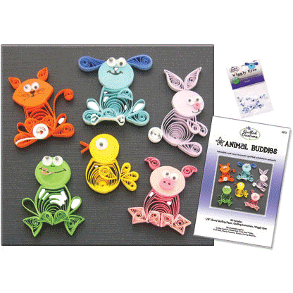 Animal Buddies Quilling Kit sold by RQC Supply Canada located in Woodstock, Ontario showing animal buddies theme