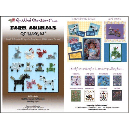 Farm Animals Quilling Kit sold by RQC Supply Canada located in Woodstock, Ontario showing animal buddies theme