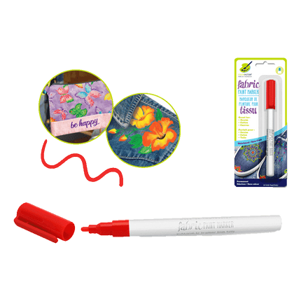  Permanent Fabric Markers sold by RQC Supply Canada an arts and craft store located in Woodstock, Ontario showing Red Colour