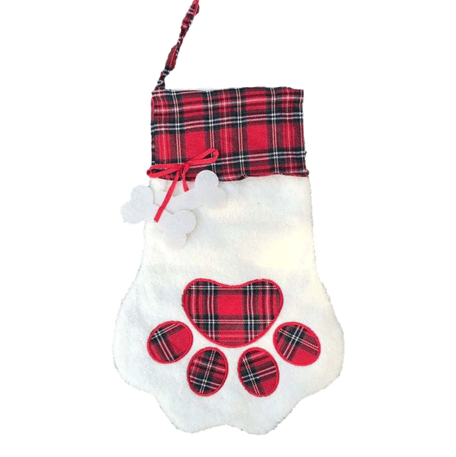 Paw Print Dog & Cat Christmas Stockings sold by RQC Supply Canada a craft store and much more located in Woodstock, Ontario showing Red Colour