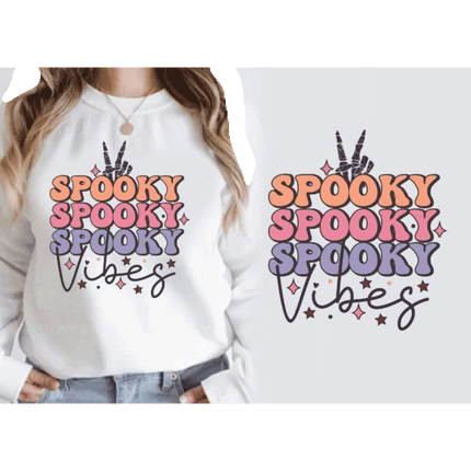 Spooky Vibes Retro Halloween Transfers sold by RQC Supply Canada an arts and craft store in Woodstock Ontario aka DTF Woodstock