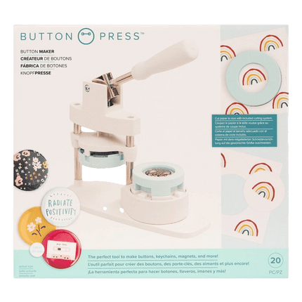 We R Makers Button Making Supplies sold by RQC Supply Canada showing button press