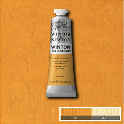 Winsor & Newton Oil Colour Paints sold by RQC Supply Canada an arts and craft store located in Woodstock, Ontario showing Cadmium Yellow Hue Oil Paint