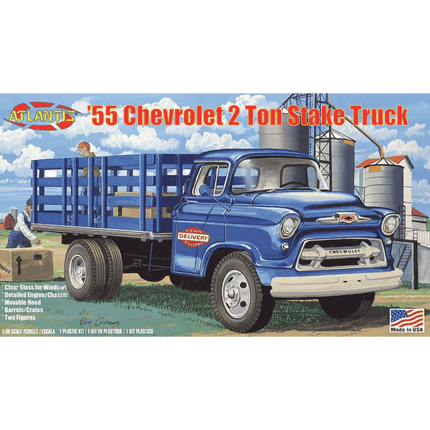 Atlantis, 1955 Chevy 2 Ton Stake Truck, Model Truck, 1/48 Scale, H1401, Blue, RQC Supply, Woodstock, Ontario
