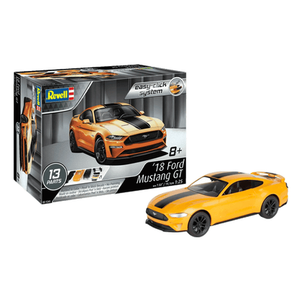 Revell, 2018 Ford Mustang GT, Easy-Click, 1/25 Scale, RMX 85-1241, Yellow and Black, RQC Supply, Woodstock, Ontario