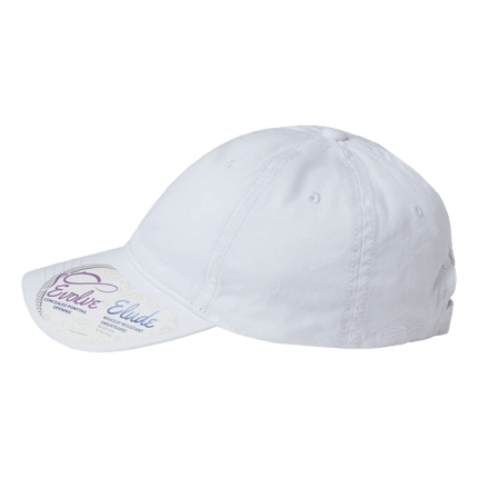 White Ponytail Hat with Flower Pattern Underneath Ponytail hat sold by RQC Supply Canada showing side profile