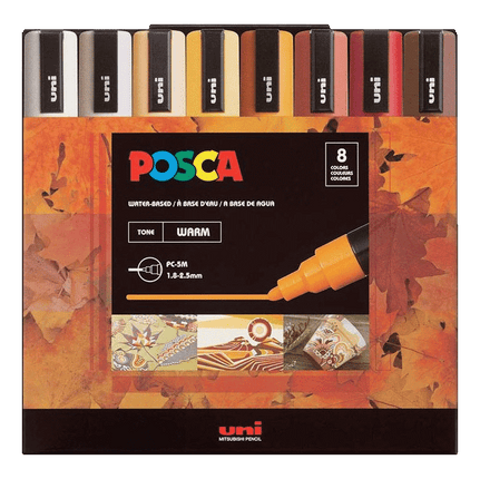 Posca Waterbased Warm PC5M Marker set sold by RQC Supply Canada an arts and craft store located in Woodstock,Ontario