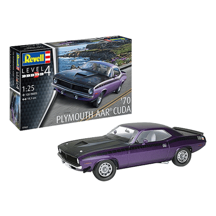 Revell, 1970 Plymouth, AAR Cuda 1/25 Scale RVG 07664, Purple and Black, RQC Supply, Woodstock, Ontario