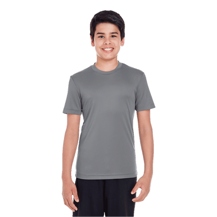 T11 Youth Zone Team 365 polyester tshirts sold by RQC Supply Canada an arts and craft store located in Woodstock, Ontario showing sport grey colour