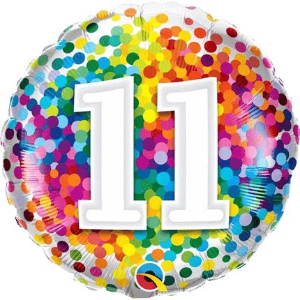 Happy 11th Birthday Confetti Balloons sold by RQC Supply Canada located in Woodstock, Ontario Canada