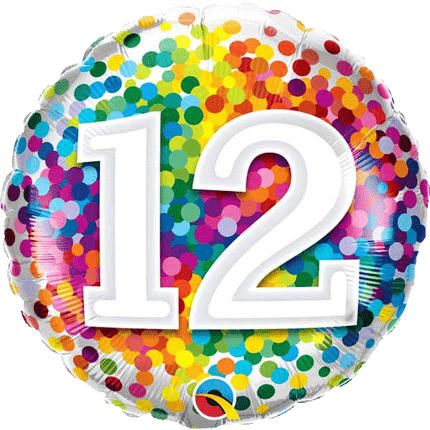 Happy 12th Birthday Confetti Balloons sold by RQC Supply Canada located in Woodstock, Ontario Canada