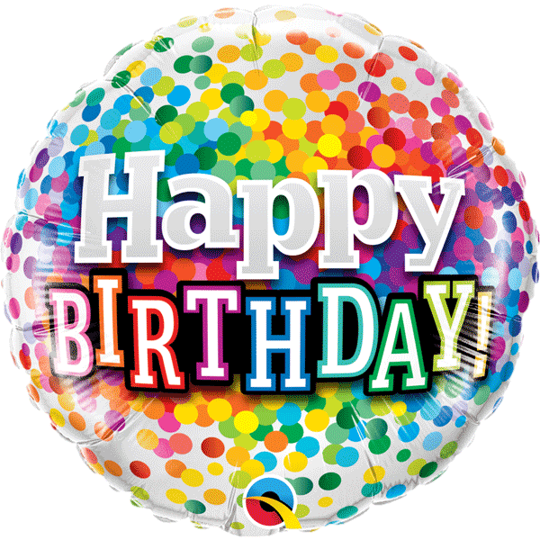 Happy Birthday Confetti Balloons sold by RQC Supply Canada located in Woodstock, Ontario Canada