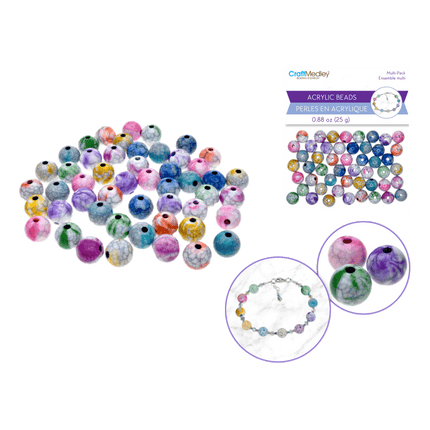 Acrylic Beads: 10mm Round Multi-Packs 25g