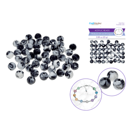 Acrylic Beads: 10mm Round Multi-Packs 25g