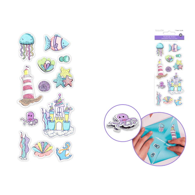 Under the sea 3D glitter scrapbooking stickers sold by RQC Supply Canada an arts and craft store open to the public located in Woodstock, Ontario