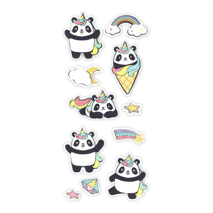 Panda Unicorn 3D glitter scrapbooking stickers sold by RQC Supply Canada an arts and craft store open to the public located in Woodstock, Ontario