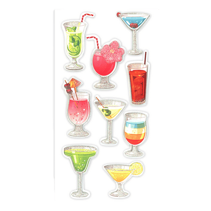Cocktails 3D glitter scrapbooking stickers sold by RQC Supply Canada an arts and craft store open to the public located in Woodstock, Ontario