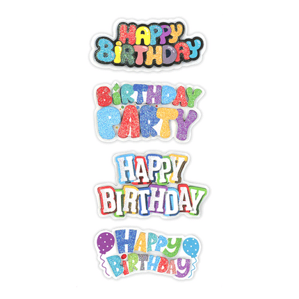 Happy Birthday 3D glitter scrapbooking stickers sold by RQC Supply Canada an arts and craft store open to the public located in Woodstock, Ontario