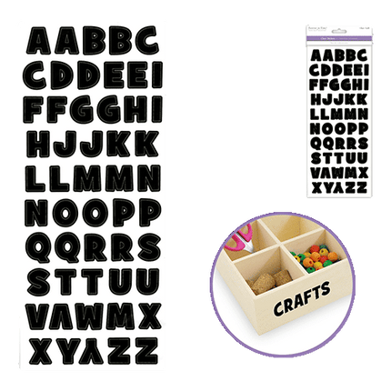 Clear Background Scrapbooking Stickers  sold by RQC Supply an arts and craft store located in Woodstock, Ontario showing Black Clear Bold Letters