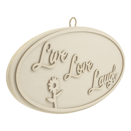 Do it Yourself Wooden Wall Sign, shown in Live Love Laugh Design sold by RQC Supply Canada an arts and craft store located in Woodstock, Ontario