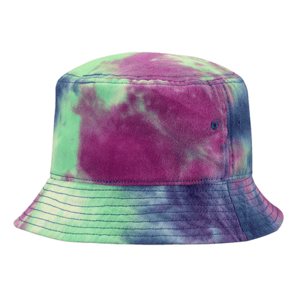 Tie Dyed Bucket Hats shown in green pink  blue combo sold by RC Supply Canada located in Woodstock, Ontario