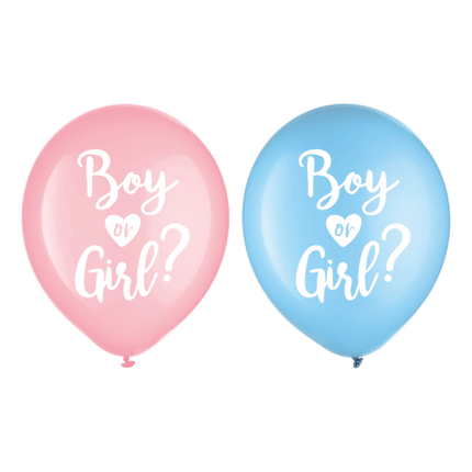 Boy or Girl Latex Balloons for the big reveal sold by RQC Supply Canada located in Woodstock, Ontario