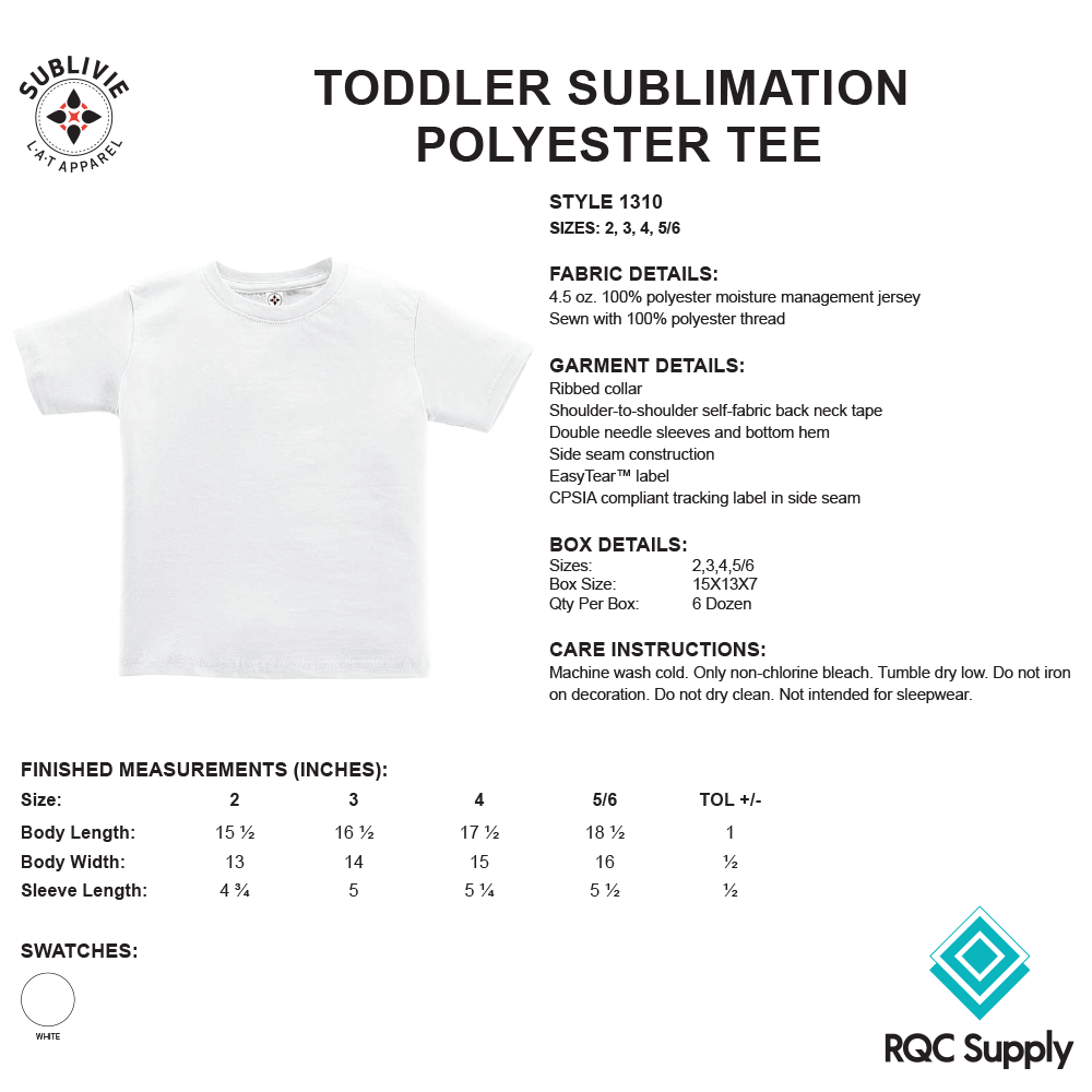 Toddler Sublimation T-Shirt, Westwood White 3T