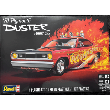 Revell 70 Plymouth Duster Funny Car sold by RQC Supply Canada an arts and craft and hobby store located in Woodstock, Ontario