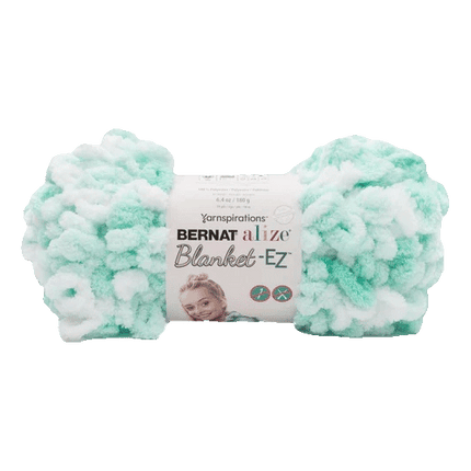 Yarnspirations Bernat Alize Blanket - EZ Yarn sold by RQC Supply Canada an arts and Craft Store located in Woodstock, Ontario showing white mint colour