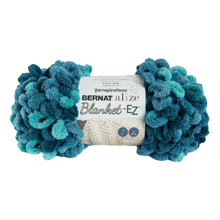Yarnspirations Bernat Alize Blanket - EZ Yarn sold by RQC Supply Canada an arts and Craft Store located in Woodstock, Ontario showing seaport teals