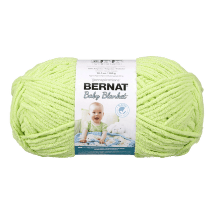 Bernat Baby Blanket Yarn sold by RQC Supply Canada located in Woodstock, Ontario showing lemon lime colour