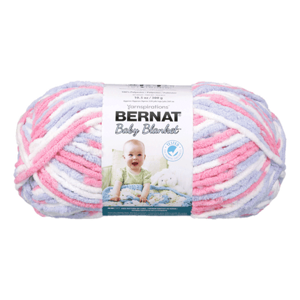 Bernat Baby Blanket Yarn sold by RQC Supply Canada located in Woodstock, Ontario showing Pink Blue Ombre colour