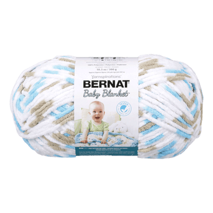 Bernat Baby Blanket Yarn sold by RQC Supply Canada located in Woodstock, Ontario showing little teal dove print colour